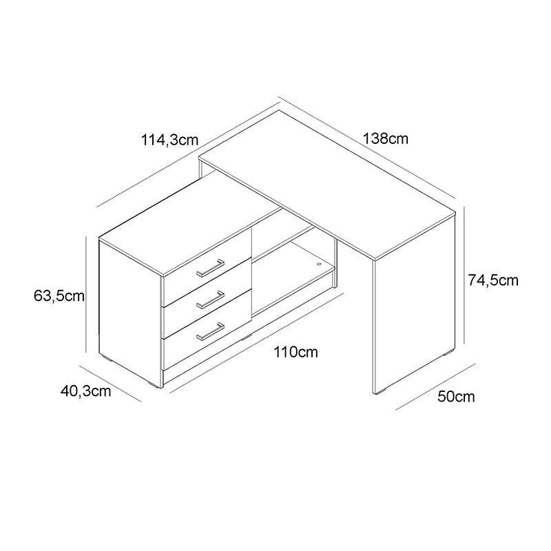 Office Desk FOLDABLE Anthracite 138x50x74,5cm