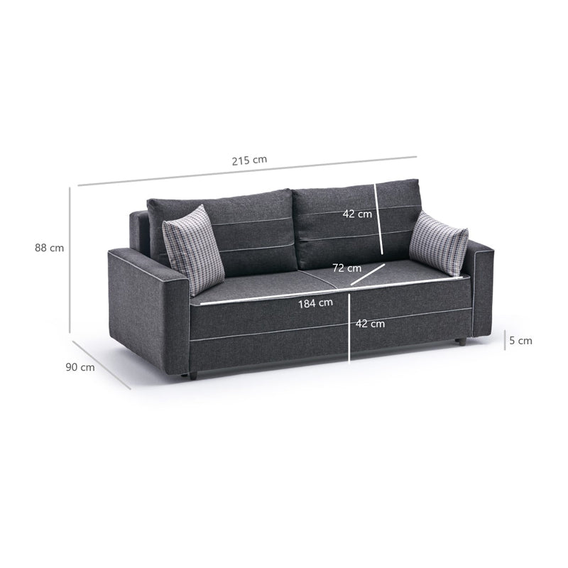 Sofa/Bed LANA three - seater Grey 215x90x88cm