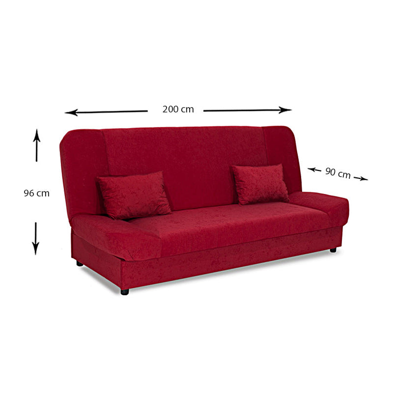 Sofa/Bed LANA 3 Seater Red 200x90x95cm