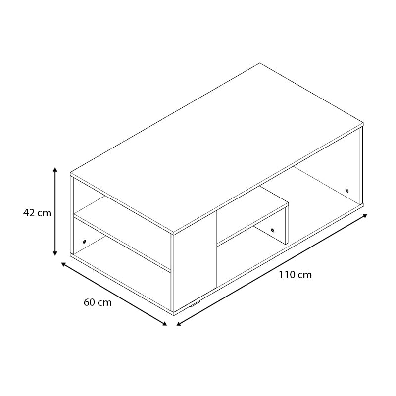 Coffee Table ANGELA Black - Light Walnut 110x60x42cm